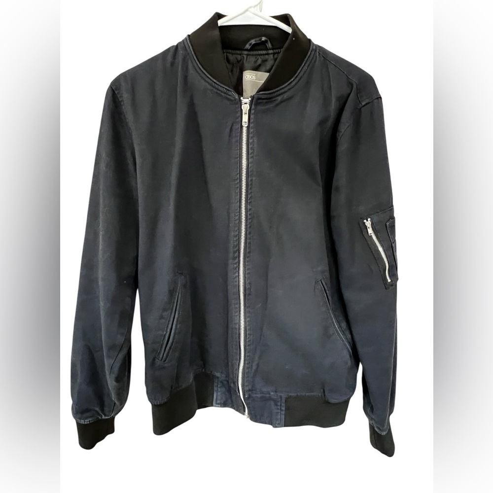 ASOS Men's Dark Blue Bomber Jacket